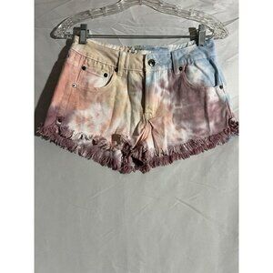 Vintage Havana Woman's Tie Dye Jean Shorts Boho Festival Indie Cut Offs Size 26
